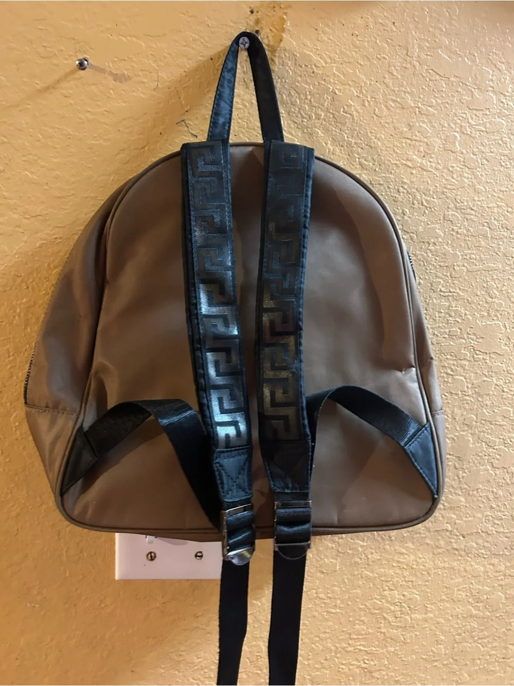 Versace-Inspired Brown Men's Backpack - Sleek Everyday Carry